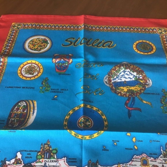 NEW ITALIAN TEA TOWEL SOUVENIR SICILIA COTTON TEA TOWEL 33 1/2” x 23” - Picture 2 of 9